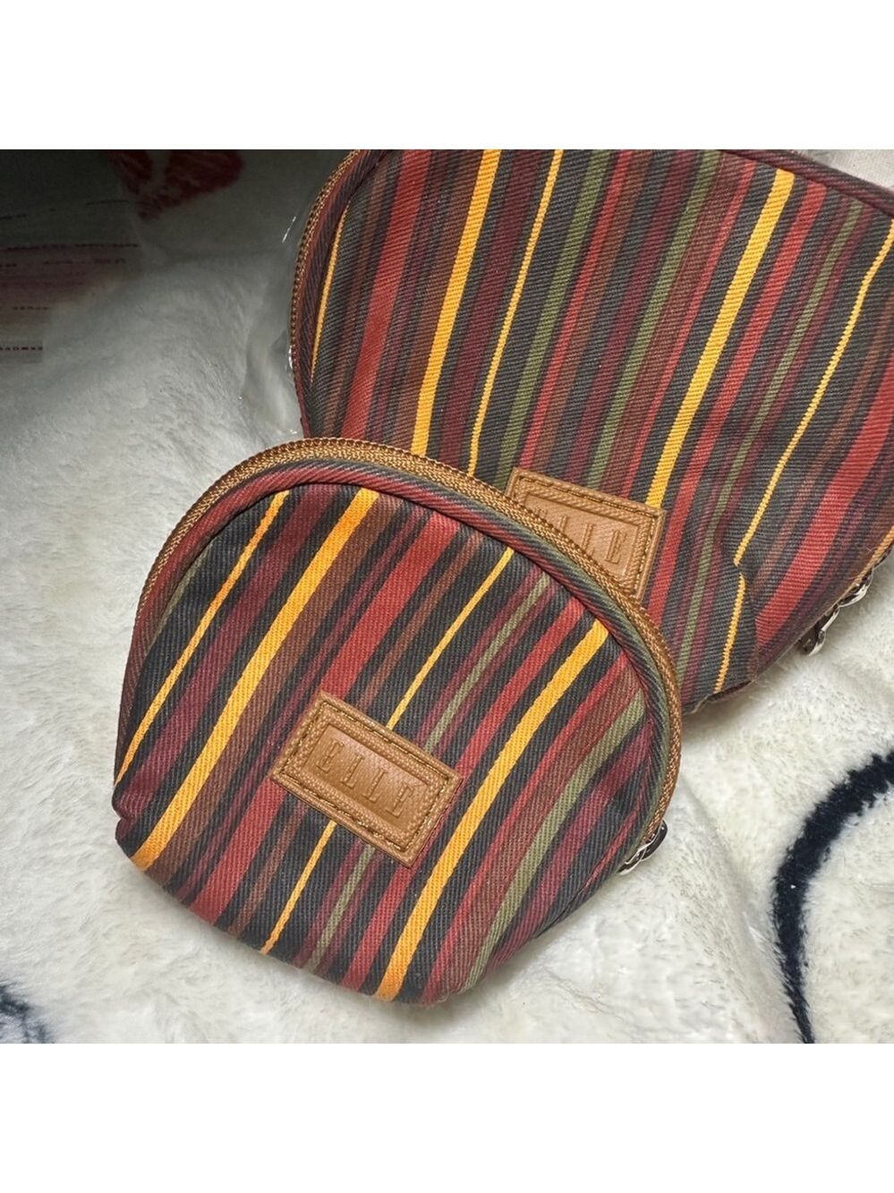 Elle Red and Yellow coin purse Wallets with Striking Stripes small medium size